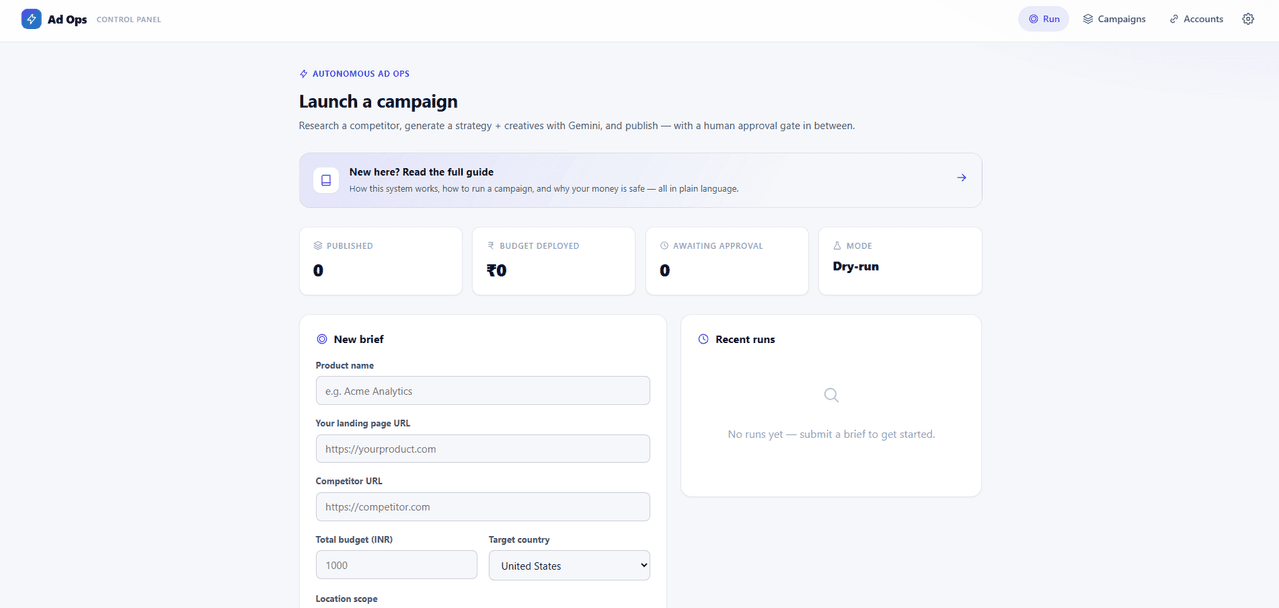 Ad Ops Control Panel